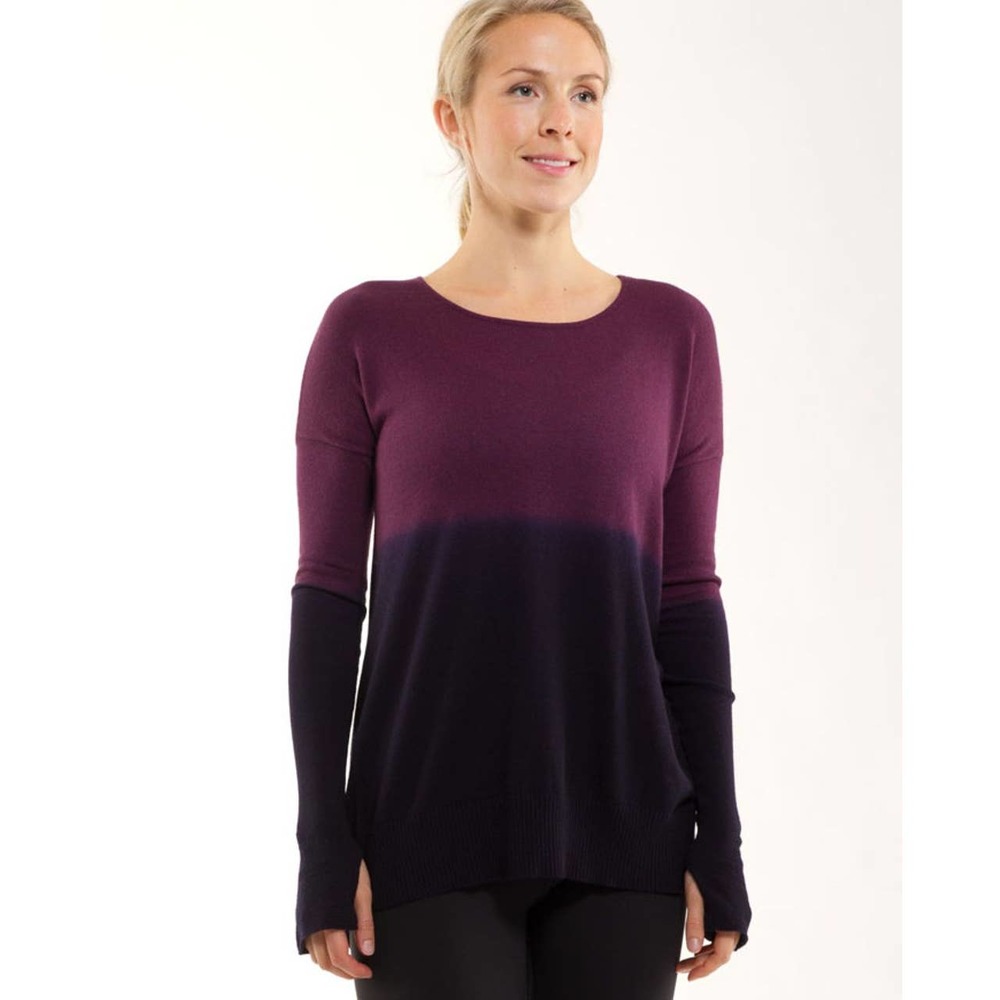 LULULEMON Yoga Cozy Pullover Sweater Heathered Plum / Black Swan Size 12